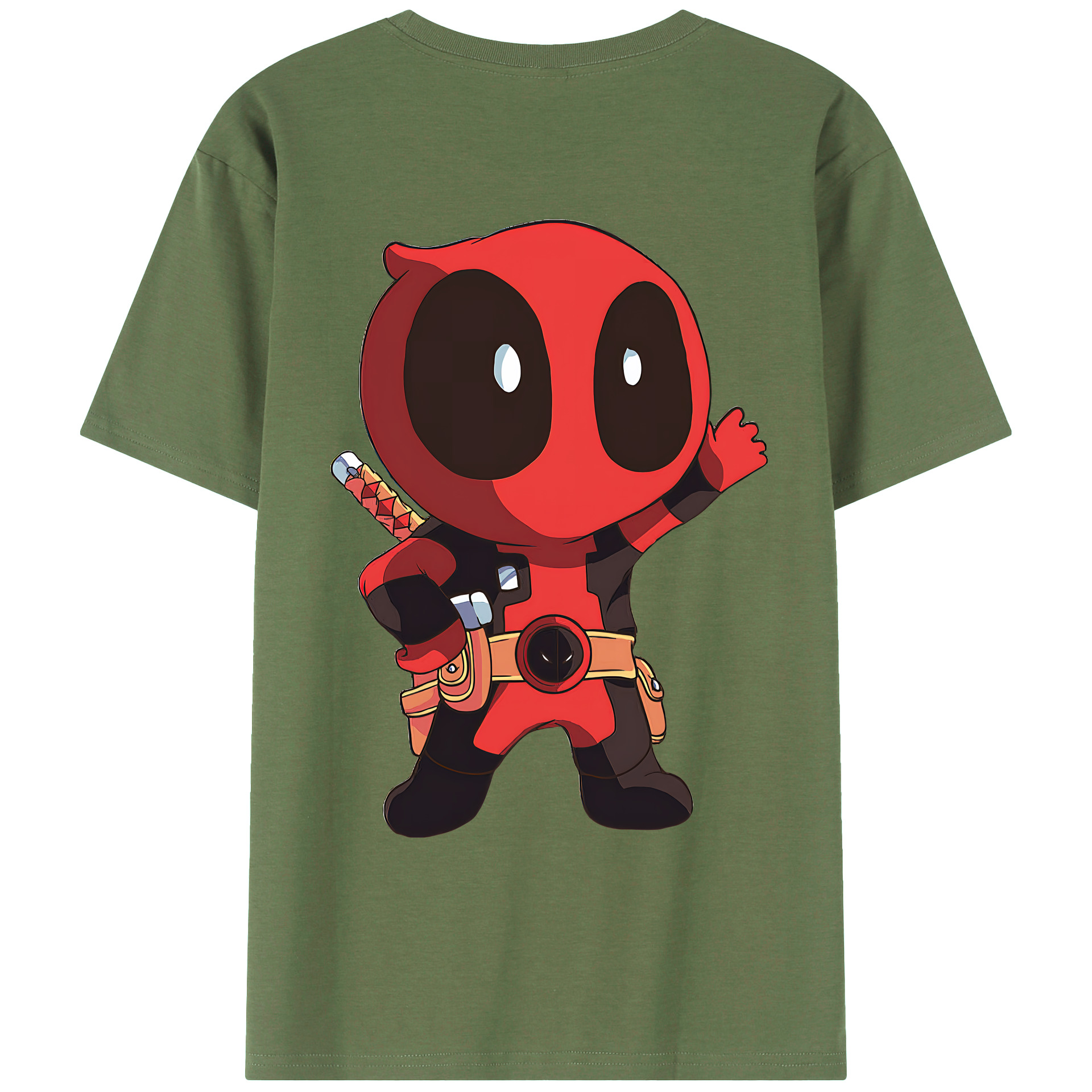（画像用） Deadpool デッドプール 綿100％ メンズ半袖Tシャツ（バックプリント） 通気性